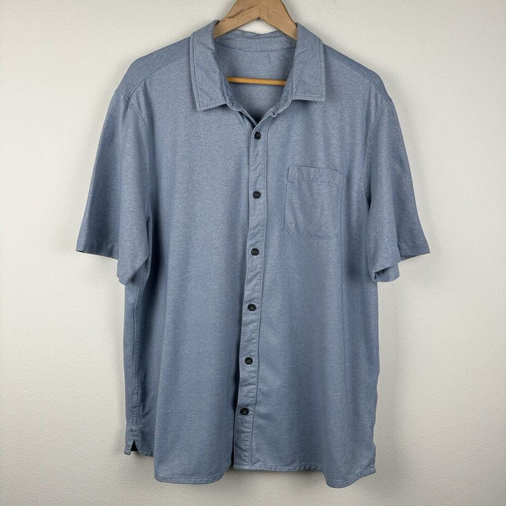 Men's Zero Xposur Short Sleeve Button Up Shirt XL Blue Outdoors Hiking Gorpcore